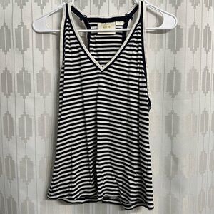 Maeve Anthropology Navy and White Stripped Tank Top